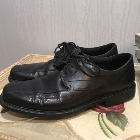 Clarks Black Leather Newman Bicycle Toe Oxfords Sz 11 - Picture 14 of 15